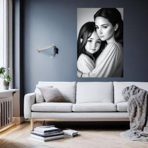 Portrait family mother and daughter   AI Art Poster