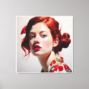 Portrait Fashion Girl N48 - generativecontent Canvas Print