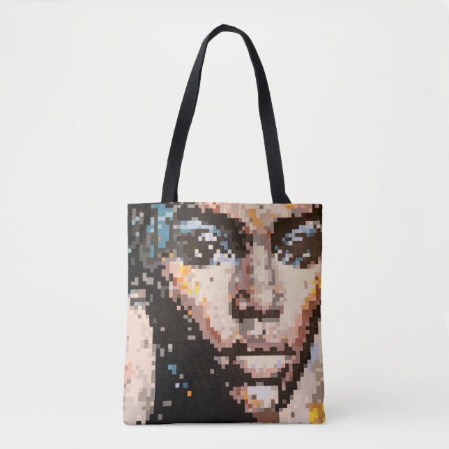 Portrait femme pixel regard intense et silencieux tote bag (Front)