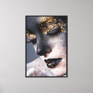 Portrait Gold Black Artistic Makeup Luxury Beauty Canvas Print