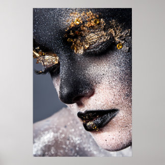 Portrait Gold Black Artistic Makeup Luxury Beauty Poster