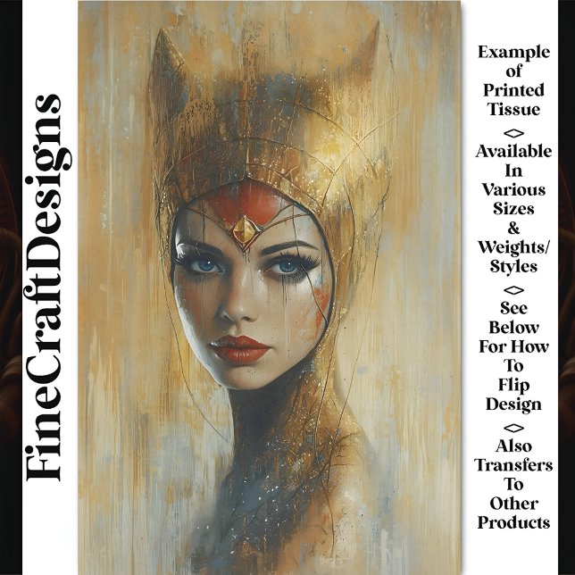 Portrait, Gold Headdress, Red Lips BV2 Decoupage Tissue Paper (Creator Uploaded)