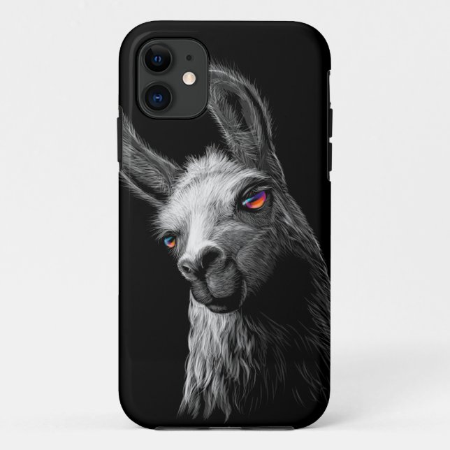 Portrait Head Cute Llama On Black Background Case-Mate iPhone Case (Back)