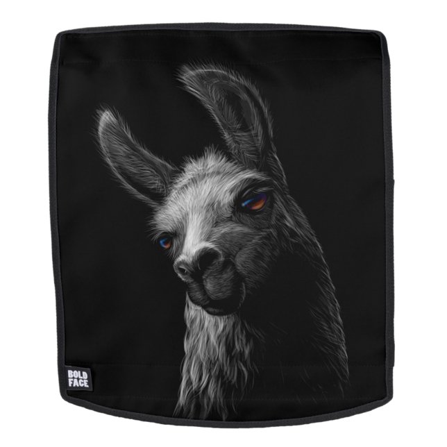 Portrait Head Cute Llama with a Black Background Backpack (Removable Face)