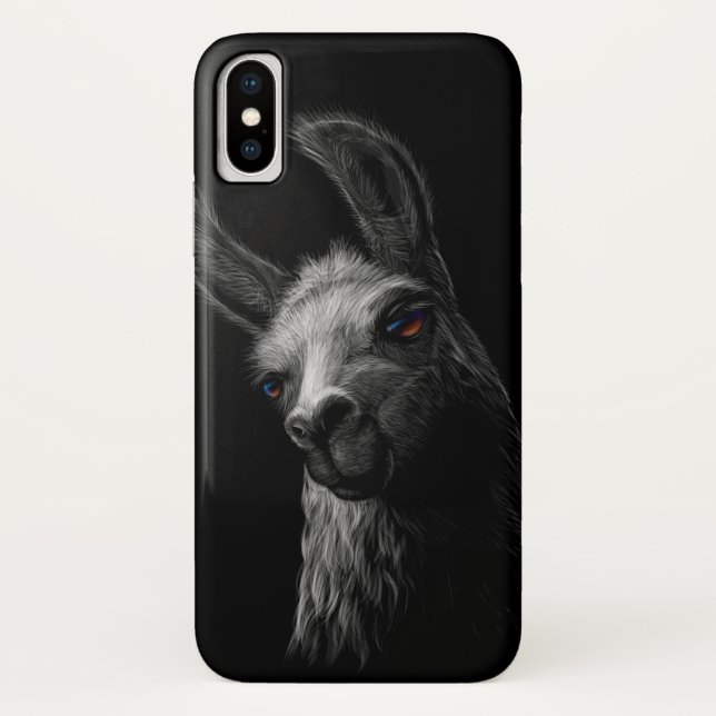 Portrait Head Cute Llama with a Black Background Case-Mate iPhone Case (Back)