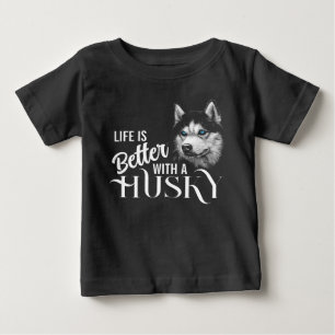Portrait Head Siberian Husky With Blue Eyes Baby T-Shirt