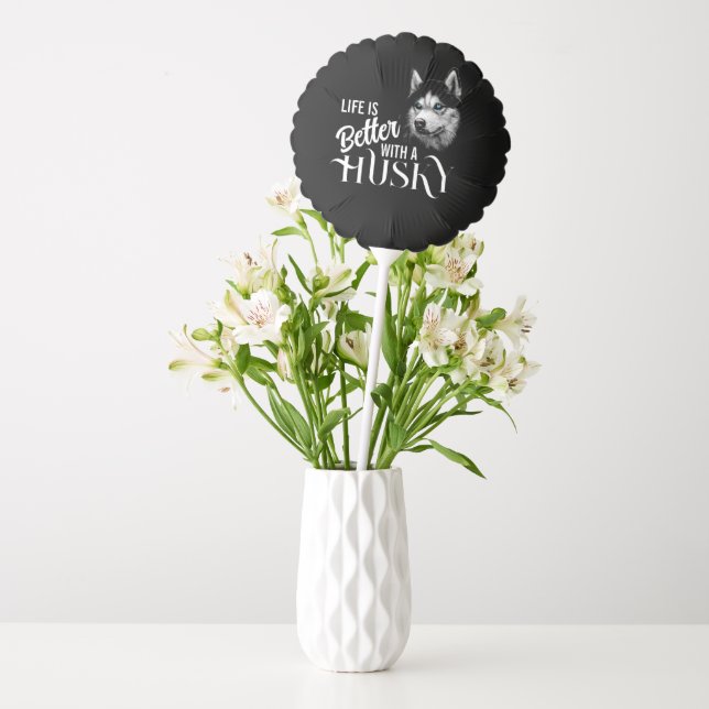 Portrait Head Siberian Husky With Blue Eyes Balloon (Vase)