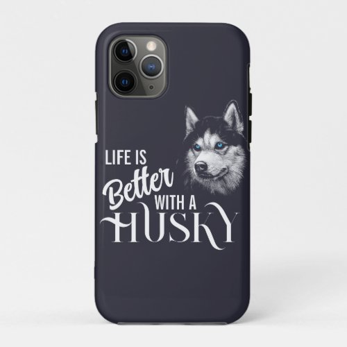 Portrait Head Siberian Husky With Blue Eyes  iPhone 11 Pro Case