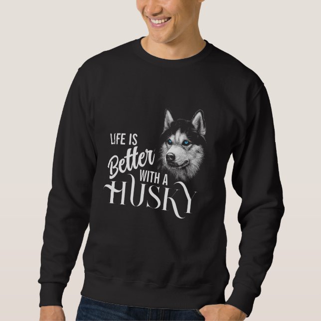 Portrait Head Siberian Husky With Blue Eyes Sweatshirt (Front)
