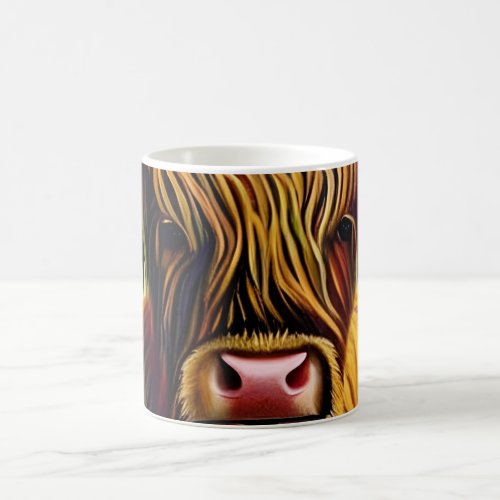 Portrait Highland Cow Art  Coffee Mug
