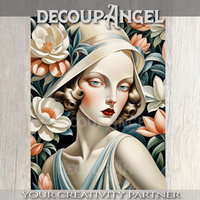 Portrait in Art Deco - Peach - Decoupage - Tissue Paper (Creator Uploaded)