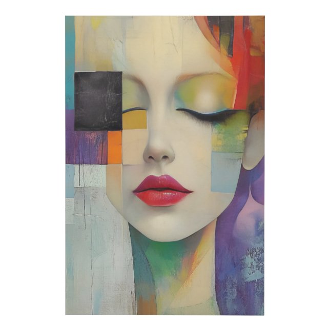Portrait in Color Block Surrealism  Faux Canvas Print (Front)