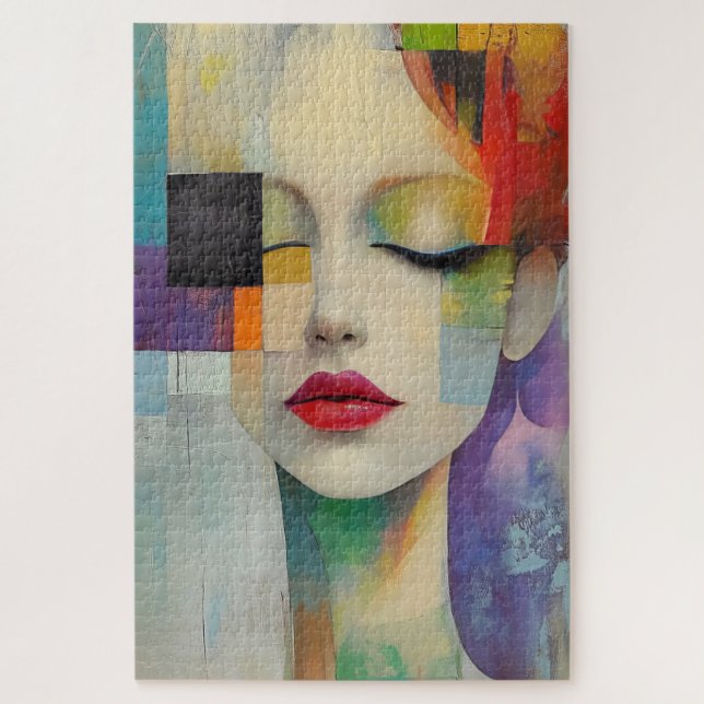 Portrait in Color Block Surrealism  Jigsaw Puzzle (Vertical)