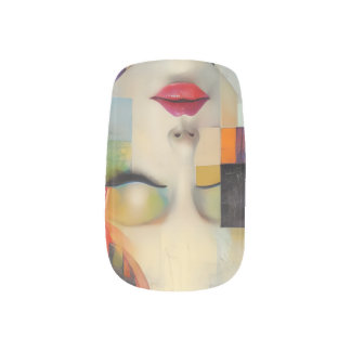 Portrait in Color Block Surrealism Minx Nail Art