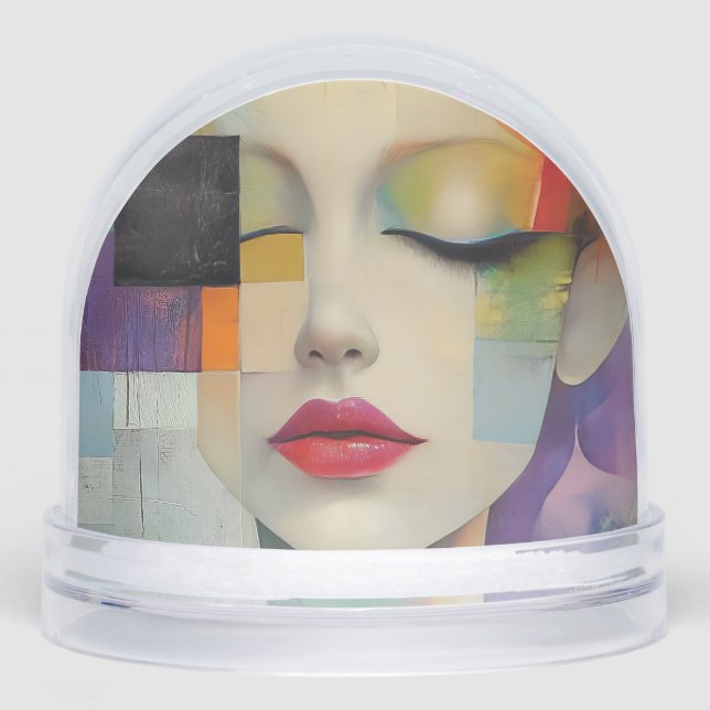 Portrait in Color Block Surrealism  Snow Globe (Front)