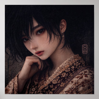 Portrait in Neutral Patterns Print