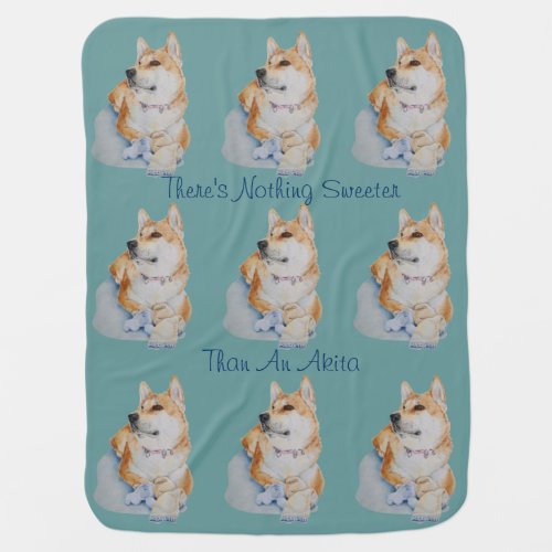 portrait japanese akita and teddies slogan for dog swaddle blanket