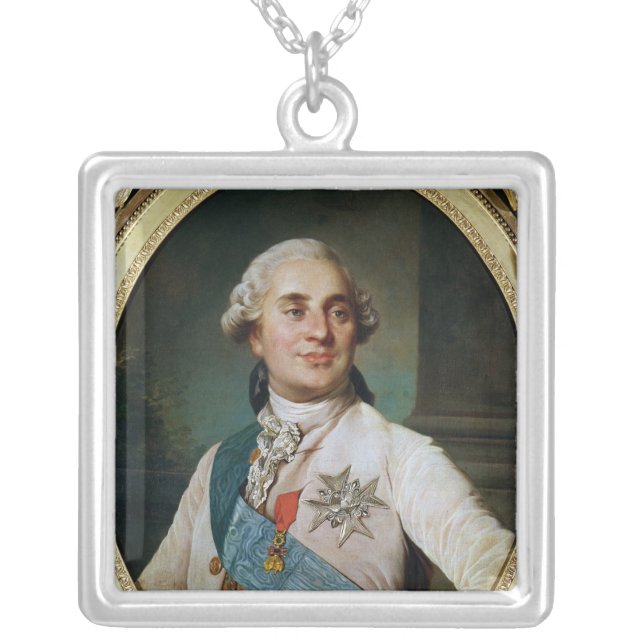 Portrait Medallion of Louis XVI  1775 Silver Plated Necklace (Front)