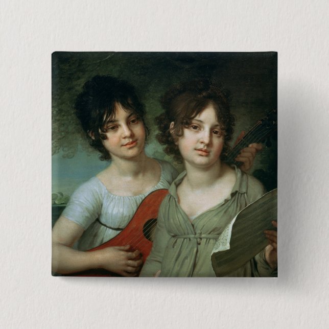Portrait of A. and V. Gagarin, 1802 Pinback Button (Front)