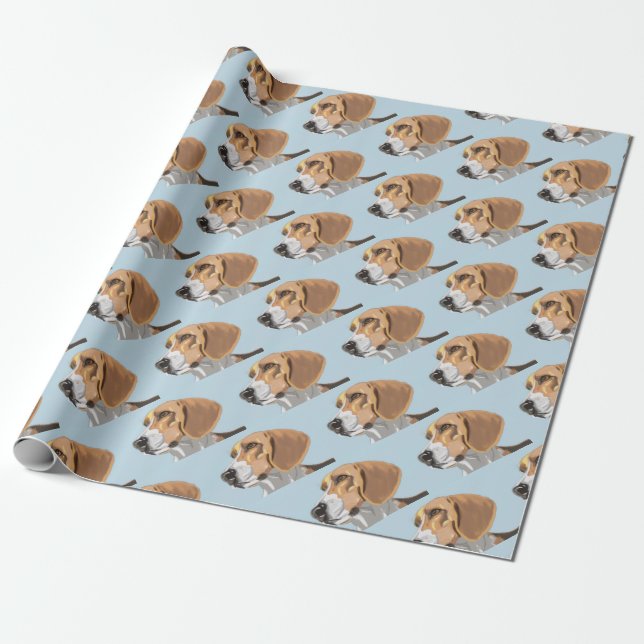 Portrait of a Beagle Head Wrapping Paper (Unrolled)