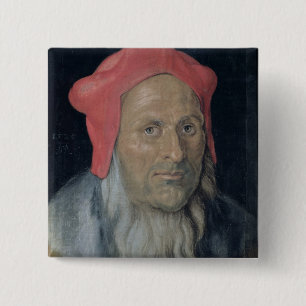 Portrait of a Bearded Man in a Red Hat, 1520 (oil Button