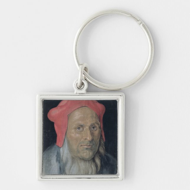 Portrait of a Bearded Man in a Red Hat, 1520 (oil Keychain (Front)
