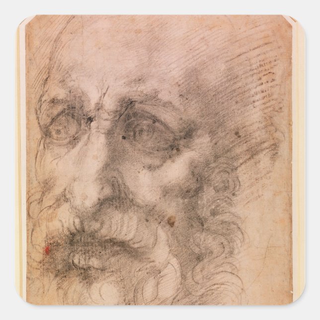 Portrait of a Bearded Man Square Sticker (Front)