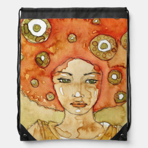 Portrait of a beautiful girl drawstring bag