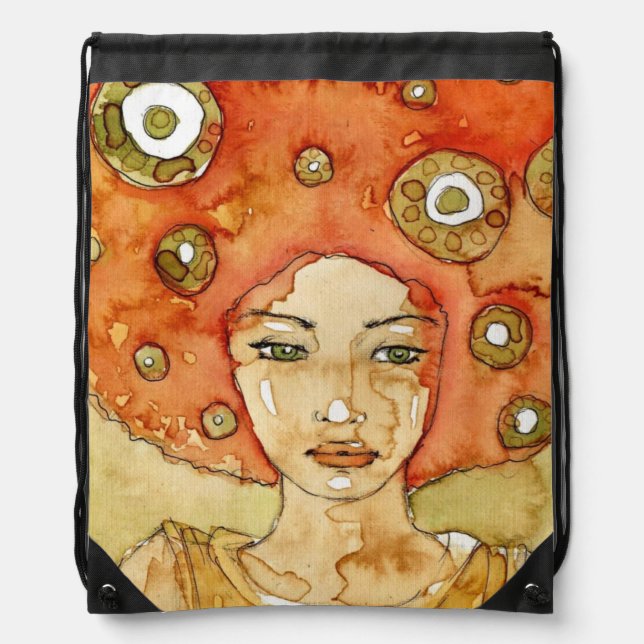 Portrait of a beautiful girl drawstring bag (Front)