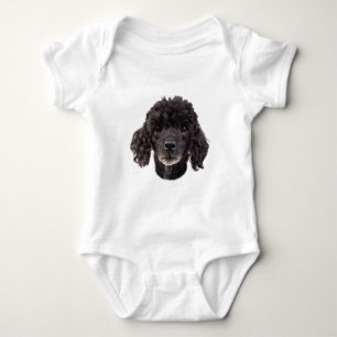 Portrait of a black poodle baby bodysuit