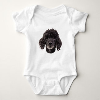 Portrait of a black poodle baby bodysuit