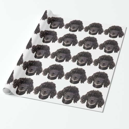 Portrait of a black poodle wrapping paper