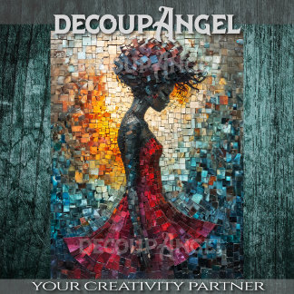 Portrait of a Black Woman in Mosaic Art -Decoupage Tissue Paper