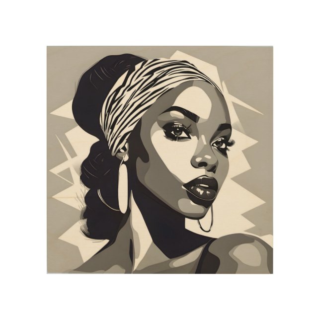 Portrait of a black Women Wood Wall Art (Front)