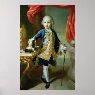 Portrait of a Boy with Pet Spaniel, 18th century Poster