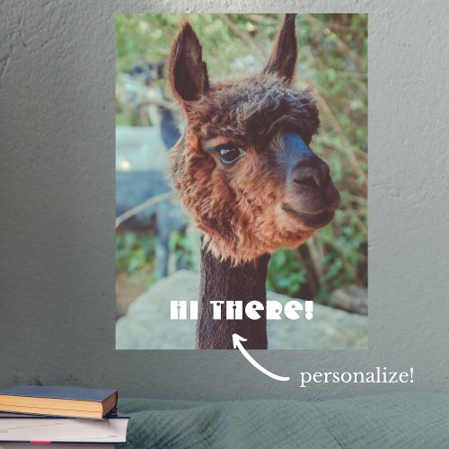 Portrait of a brown alpaca poster