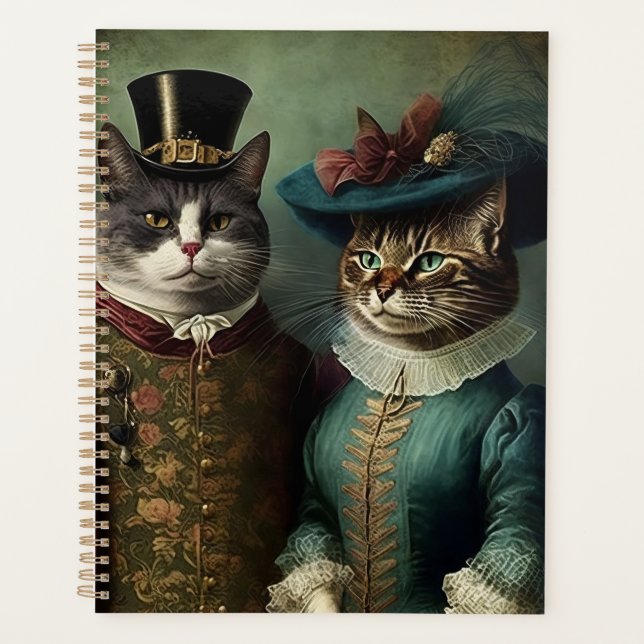 Portrait of a Cat Couple in Fancy Clothes Planner (Front)