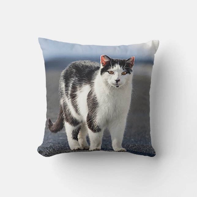 Portrait of a cat throw pillow (Front)