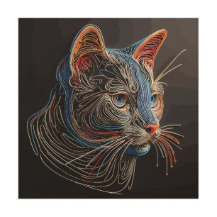 Portrait Of A Cat's Face - AI generated Wood Wall Art