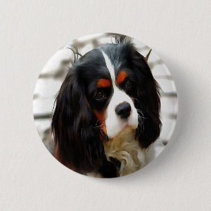 Portrait Of A Cavalier King Charles Spaniel Button
