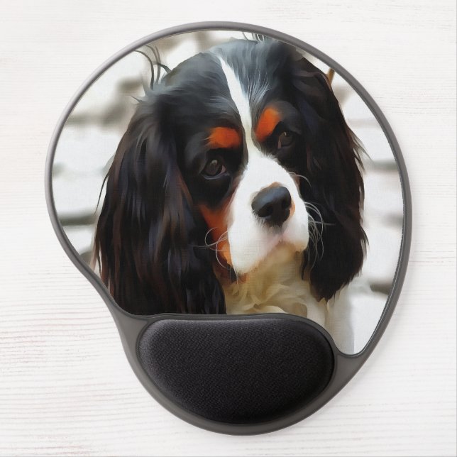 Portrait Of A Cavalier King Charles Spaniel Gel Mouse Pad (Front)