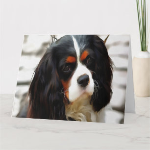 Portrait Of A Cavalier King Charles Spaniel Letterpress Thank You Card