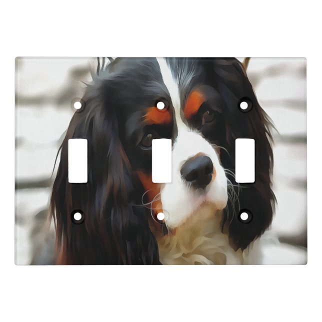 Portrait Of A Cavalier King Charles Spaniel Light Switch Cover (Front)