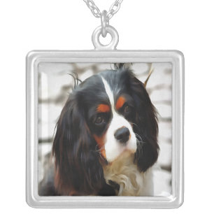 Portrait Of A Cavalier King Charles Spaniel Silver Plated Necklace