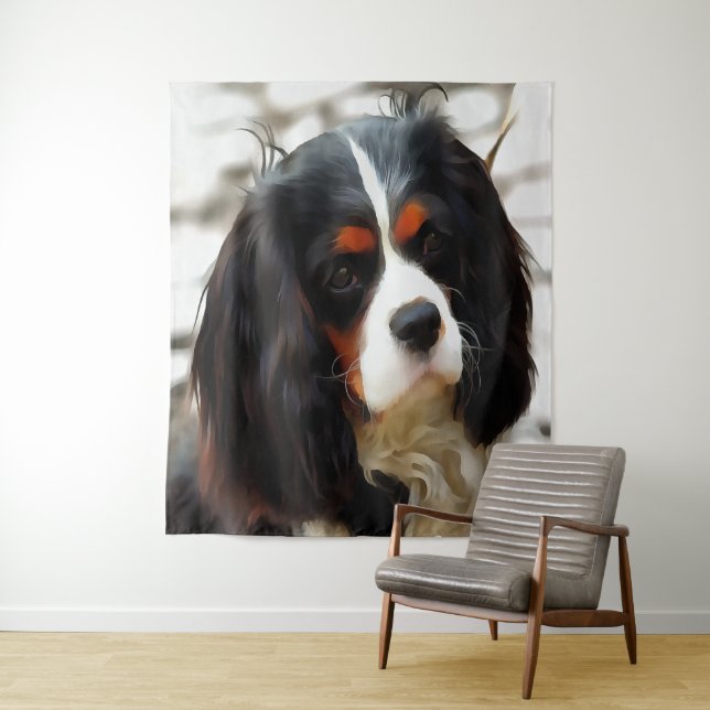 Portrait Of A Cavalier King Charles Spaniel Tapestry (In Situ)