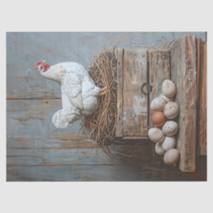 Portrait of a Chicken with Eggs Decoupage Tissue Paper