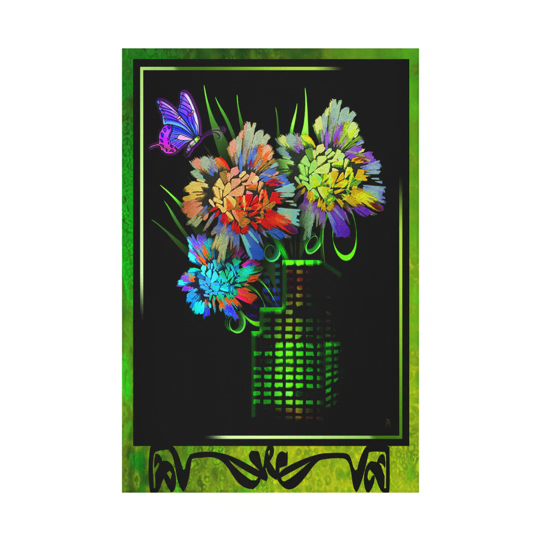 Portrait of a City in Bloom on a Faux Easel Canvas Print