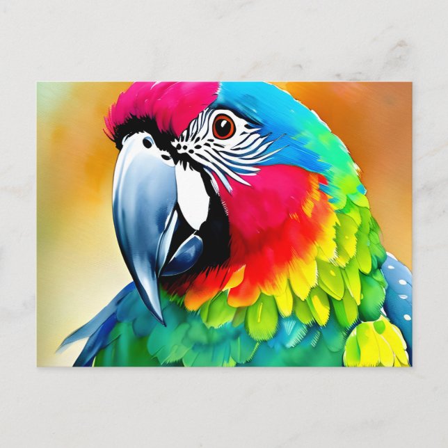 Portrait of a colorful parrot postcard (Front)