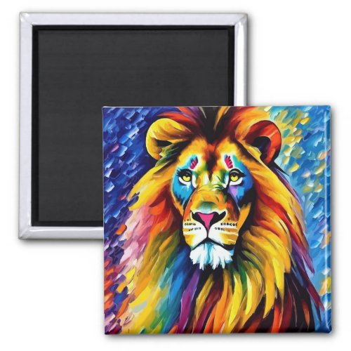 Portrait of a Colorful Proud Lion Magnet