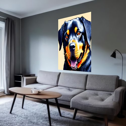 Portrait of a cool Rottweiler  AI Art Poster